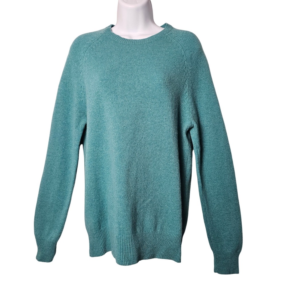 J.Crew Womens Lambswool Raglan Crewneck Sweater Tagged S Teal Blue Preppy Knit